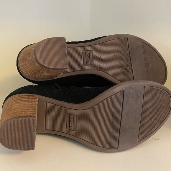 Toms Black Perforated Suede Open-Toed Heel - Picture 5 of 5
